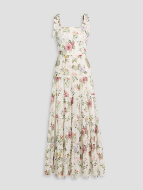 Alice + Olivia Monnie tiered floral-print cotton-voile maxi dress
