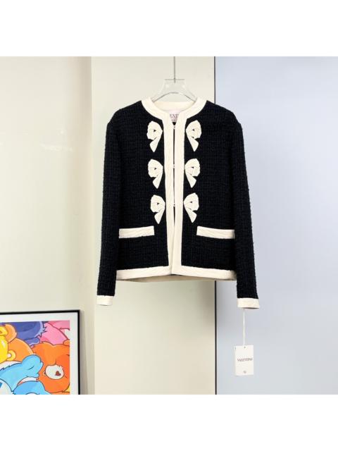 Valentino Valentino black and white tweed jacket with bow detail