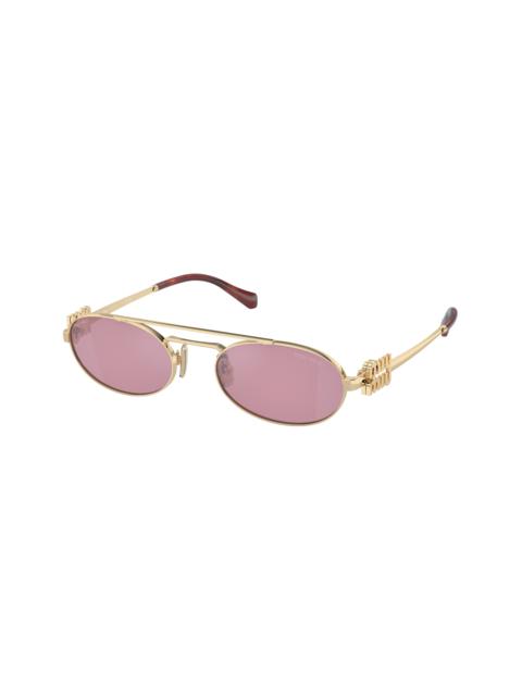 Miu Miu Miu Miu Dark Pink Silver Oval Ladies Sunglasses MU 54ZS ZVN50D 53