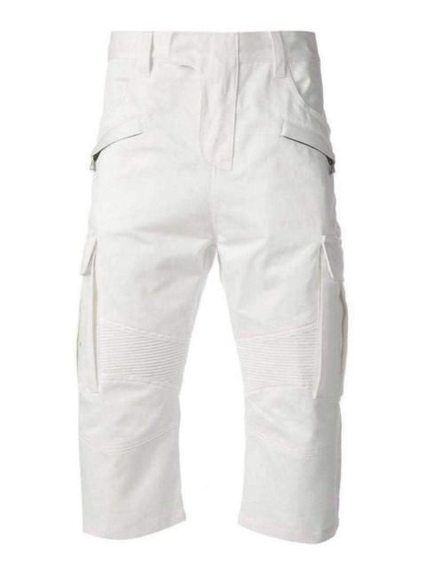 Balmain White Cotton Cargo Biker Shorts