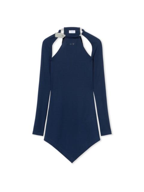 Off-White Heavy Jersey Silver Tie Mini Dress