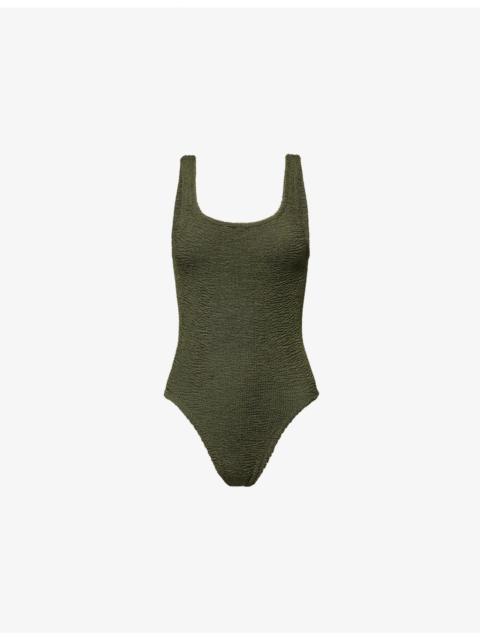 Hunza G Square-Neck Seersucker Swimsuit