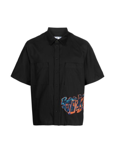 Off-White EMBROIDERED-DESIGN SHORT-SLEEVE SHIRT