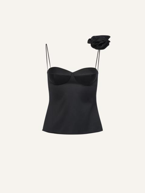 MAGDA BUTRYM Flower appliqué silk tank in black