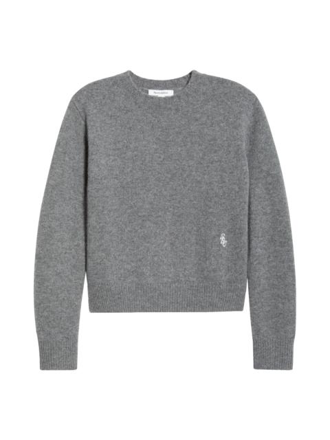 Sporty & Rich Sporty & Rich Embroidered Logo Cashmere & Wool Sweater in Cool Gray at Nordstrom