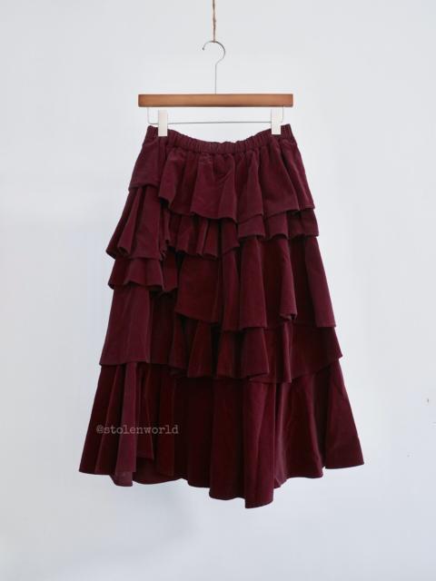 Comme Des Garçons Comme Des Garcons Red Velvet Tiered Skirt