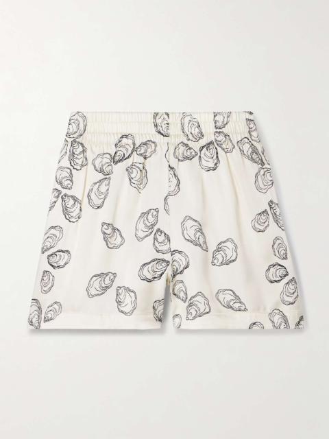 Kam printed silk-blend charmeuse shorts Off-white
