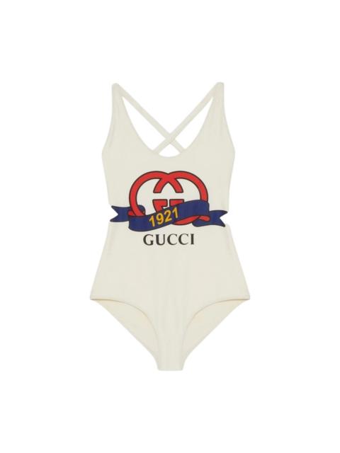 GUCCI Sparkling Jersey Halter Swimsuit with Crystal Detail
