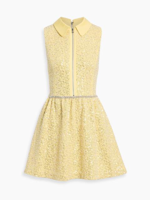 Alice + Olivia Ellis embellished crepe mini shirt dress