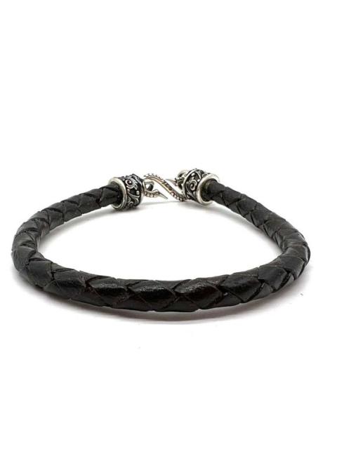 Other Designers Rockertype braided leather bracelet with silver Clasp Black