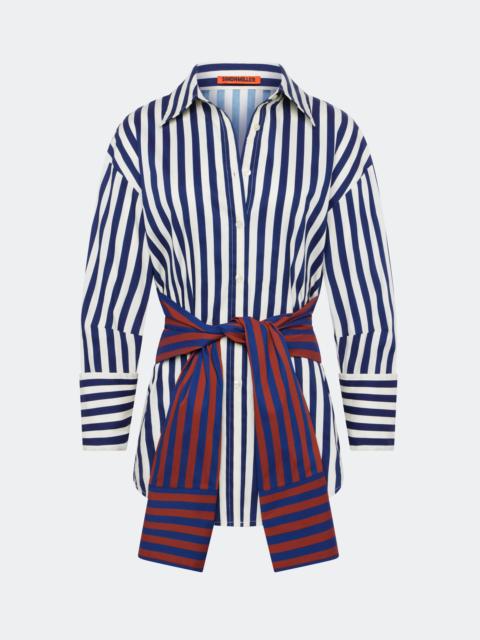 SIMONMILLER SIMONMILLER Inna Poplin Top in Navy Stripe Multi at Nordstrom