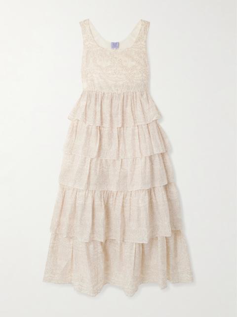 Thierry Colson Ines Tiered Printed Cotton And Silk-blend Maxi Dress