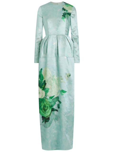 Erdem Erdem Flroal-print Textured Satin Maxi Dress
