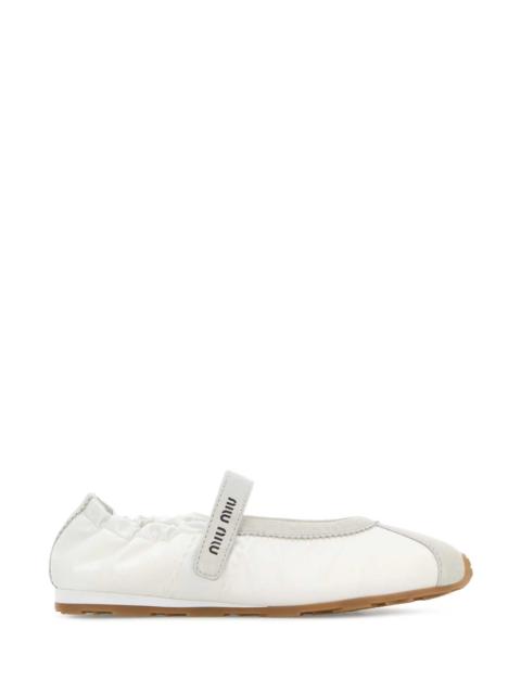 Miu Miu Miu Miu Women White Suede And Fabric Ballerinas