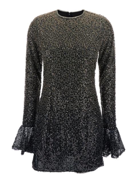 ROTATE Rotate Women Metallic Dress With All-Over Beading And Flared Hems In Fabric Woman