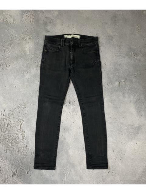 Off White denim jeans logo pants spray