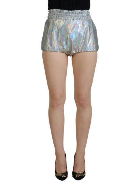 Dolce & Gabbana Silver Holographic High Waist Hot Pants Shorts