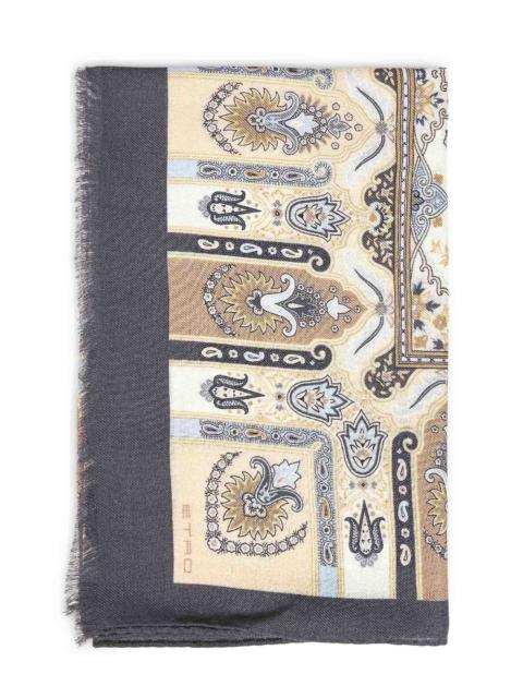 Etro Etro Women Cream Wool And Silk Scarf With Floral Paisley Pattern