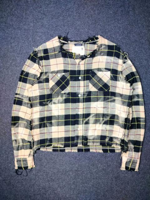 R13 R13 Beige Plaid Shredded Shirt
