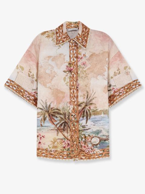 Zimmermann Zimmermann Mahon Linen Shirt Blue Island Map Print