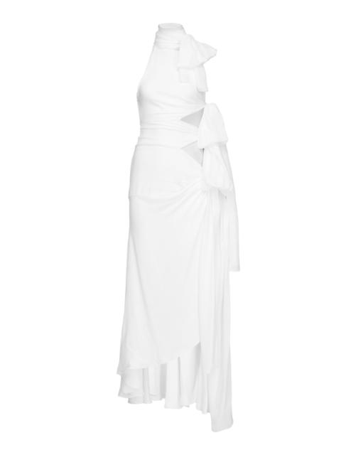 Alaïa Bow-Detailed Asymmetric Midi Dress white