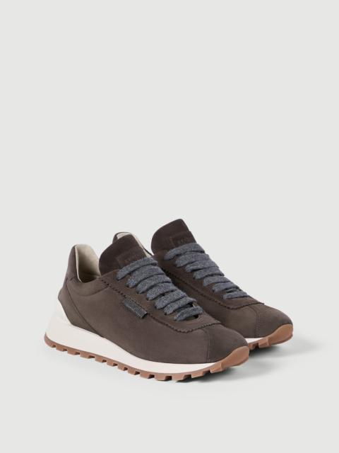 Brunello Cucinelli Suede runners with shiny tab