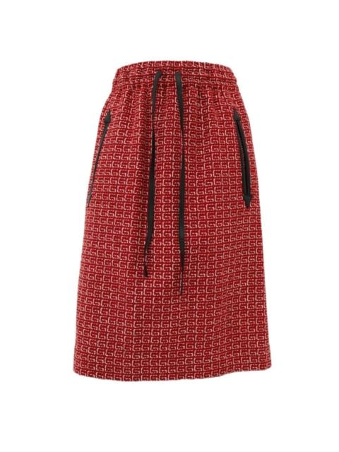 GUCCI Red Jacquard GG Drawstring Skirt