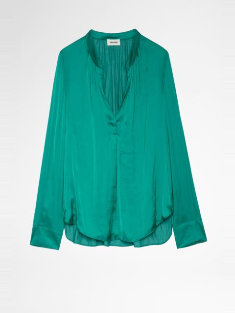 Zadig & Voltaire Tink Emerald Green Satin Blouse