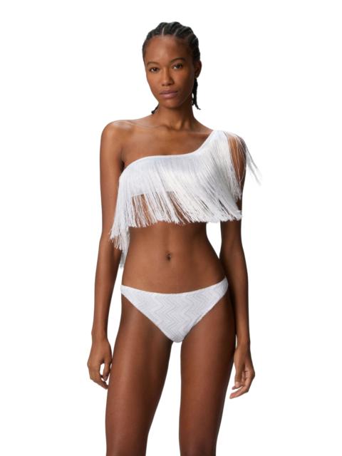 Missoni Missoni One-shoulder Zigzag Lamé Viscose Bikini With Fringes in Silver at Nordstrom