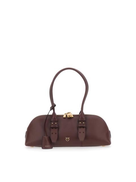 PINKO Pinko Bowling Bag Horizontal Big Brown Handbag With Adjustable And Removable Shoulder Strap And Padl