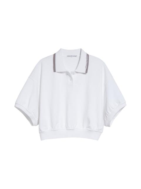 Alexander Wang Alexander Wang Cinched Crop Cotton Polo in White at Nordstrom