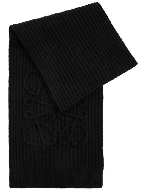 Loewe Anagram-appliqué Ribbed Wool Scarf