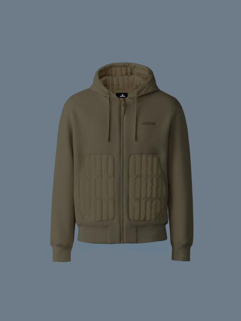 MACKAGE CRUZ Zip-up Hybrid vertical quilt hoodie