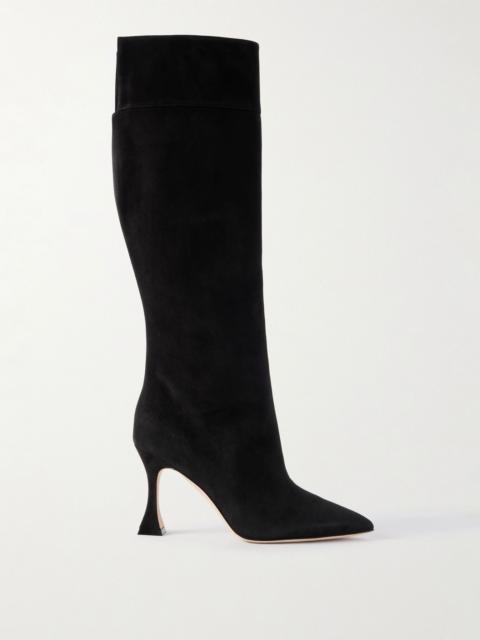 Manolo Blahnik Miralonepla 90 suede knee boots Black