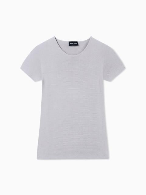 GIORGIO ARMANI LINKS-STITCH VISCOSE SHORT-SLEEVED JUMPER
