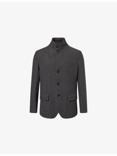 CORNELIANI Single-Breasted Stand-Collar Wool-Cashmere Blend Jacket