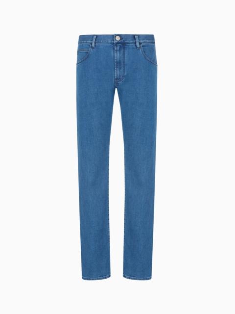 GIORGIO ARMANI FIVE-POCKET, REGULAR-FIT, STRETCH COTTON-DENIM TROUSERS