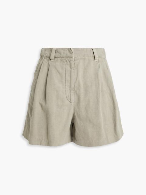 Brunello Cucinelli Pleated cotton and linen-blend shorts