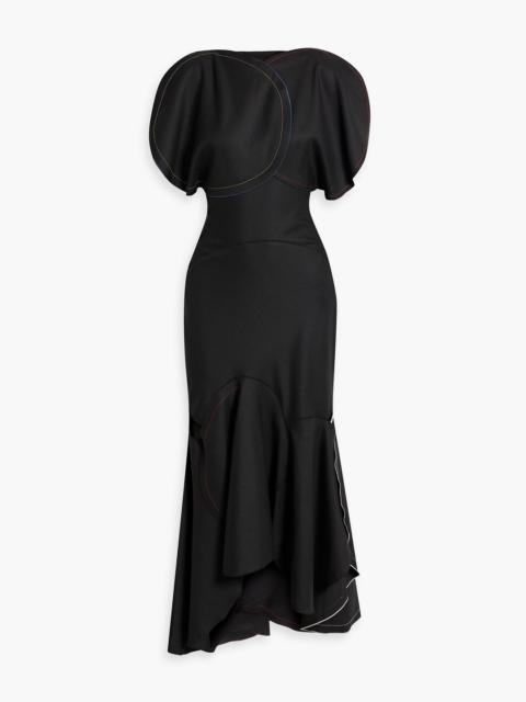 Victoria Beckham Asymmetric cutout twill midi dress