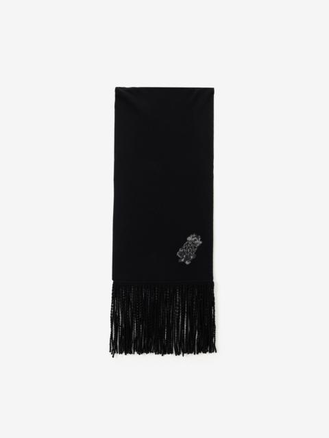 Roberto Cavalli Black Wool And Cashmere Scarf With Monogram RC