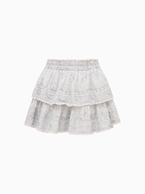 LoveShackFancy Ruffle Mini Floral Wreath Print Skirt