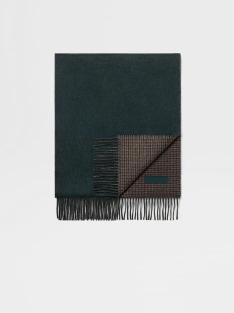 ZEGNA DARK BROWN AND DARK GREEN OASI CASHMERE SCARF