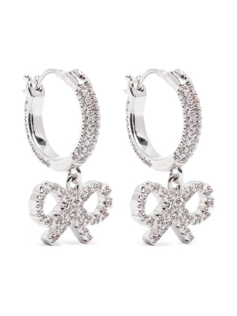 self-portrait crystal bow hoop earrings