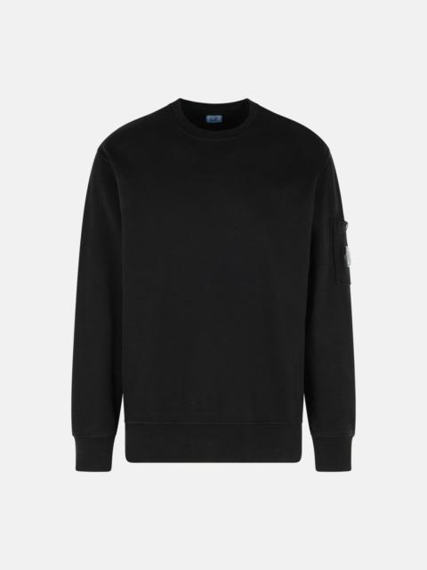 'BRUSHED' BLACK COTTON SWEATSHIRT