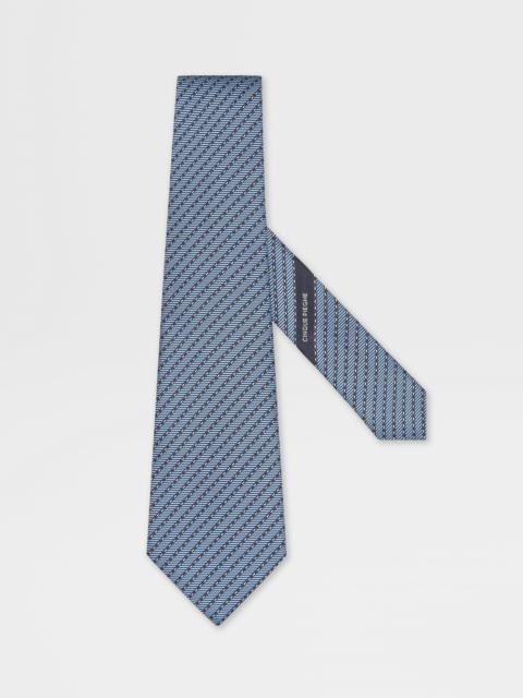 ZEGNA LIGHT BLUE CINQUE PIEGHE SILK TIE