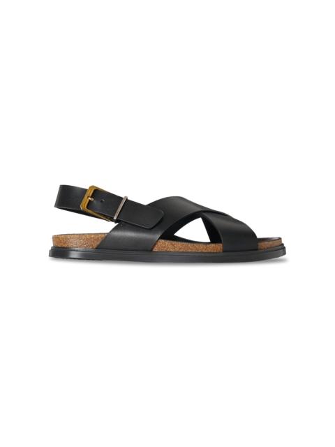 The Row Buckle Leather Sandals black