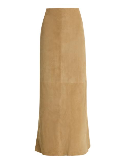 The Row Danas Suede Maxi Wrap Skirt neutral