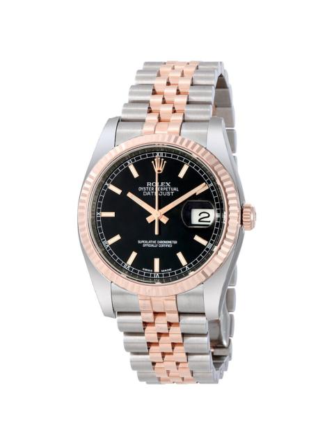 ROLEX Rolex Oyster Perpetual Datejust 36 Black Dial Stainless Steel and 18K Everose Gold Jubilee Bracelet 