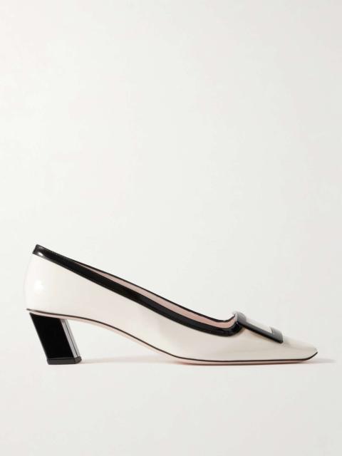 45 buckle-embellished patent-leather pumps Ivory