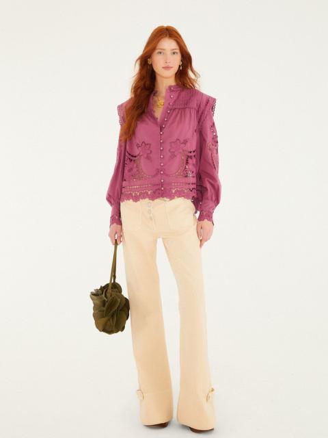 FARM RIO Light Pink Buttoned Flare Pants